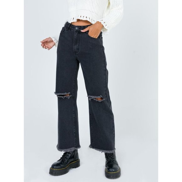 Princess Polly Cece Hammer Black Jeans Sz 2 - Picture 4 of 10